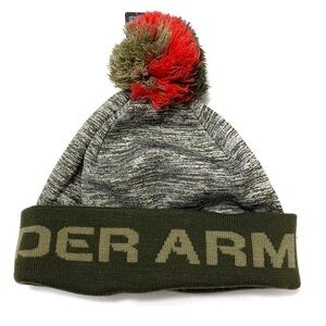 Under Armour Gametime green pom pom beanie NWT